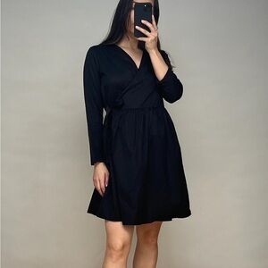 COS Black Poplin Wrap Mini Dress